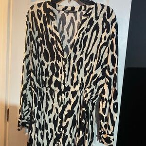 Zara Black and Cream Patterned Dress